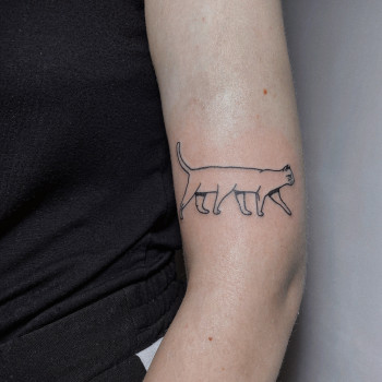 Тату на руке минимализм кошка, фото - Тату мастер Ира Гладько