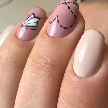 Маникюр с рисунком розовый сердечками, фото - Салон красоты Светлана