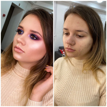 работа с проблемной кожей и создание цветного смоки