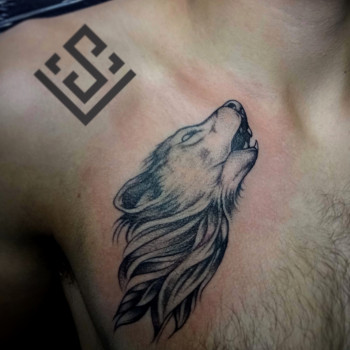 Тату мужские волк, фото - Тату мастер Вадим Случак