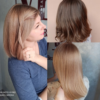 карамельный цвет волос, карамельный блонд