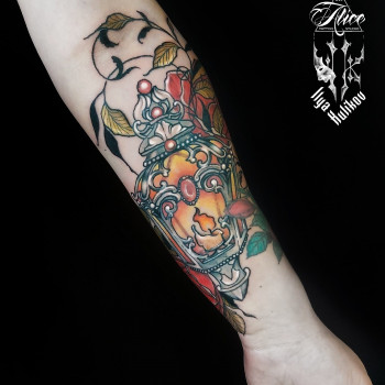 Тату цветные фонарь свеча, фото - Тату мастер Илья Куликов