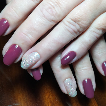 Комбинированный маникюр, покрытие гель-лак, форма овал