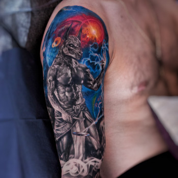 Тату кольорові анубіс Єгипет, фото - Тату майстер Олександр Суворов