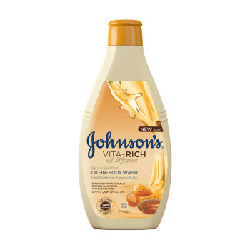 Живильний гель для душу JOHNSON’S Vita Rich Rejuvenating Oil-In-Body Wash з оліями мигдалю та ши, 400 мл