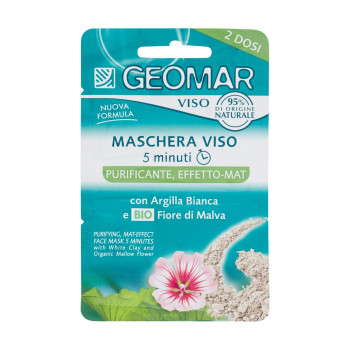 Очищуюча матуюча маска для обличчя Geomar Face з Білою глиною та органічнимм квітами мальви, 15 мл