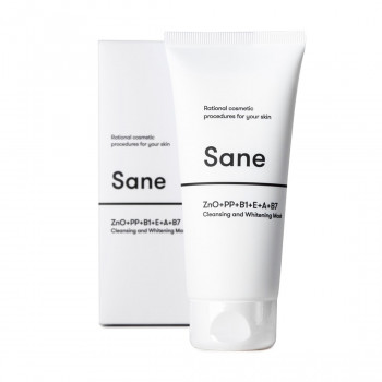 Маска для обличчя Sane Cleansing And Whitening Mask очищувальна та відбілювальна, з ZnO + PP + B1+E+A+B7, 75 мл