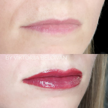 Акварельные губы сразу после процедуры