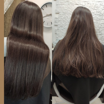 Реконструкция волос, тонирование и ламинирование волос