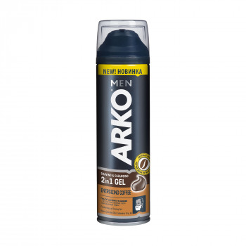 Гель 2 в 1 для гоління та вмивання тонізувальний ARKO Men Shaving&Cleansing 2in1 Gel Energizing Coffee з екстрактом зерен кави, 200 мл