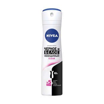 Антиперспірант NIVEA Чорне та Біле невидимий: прозорий, спрей, 150 мл