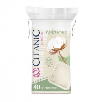 Ватні диски Cleanic Naturals Virgin Cotton квадратні, 40 шт