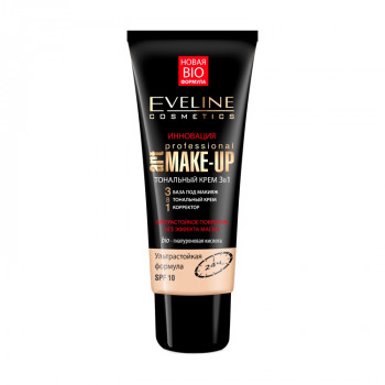 Ультрастійкий тональний крем Eveline Cosmetics Art Professional Make Up 3 в 1 SPF 10, Бежевий, 30 мл