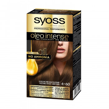 Безаміачна стійка фарба для волосся SYOSS Oleo Intense з олією-активатором 4-60 Золотавий каштановий, 115 мл