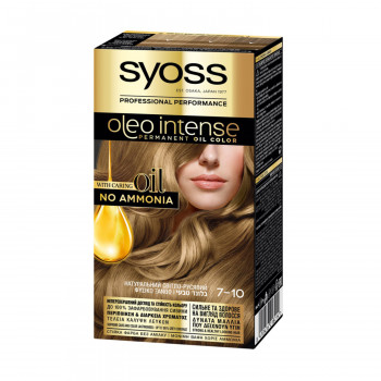 Безаміачна стійка фарба для волосся SYOSS Oleo Intense з олією-активатором 7-10 Натуральний світло-русявий, 115 мл
