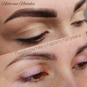 Перекрытие старого татуажа бровей