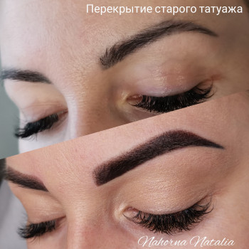 Перекрытие старого татуажа бровей