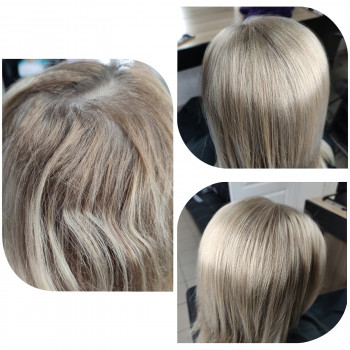 Мелирование прикорневой зоны + тонирование