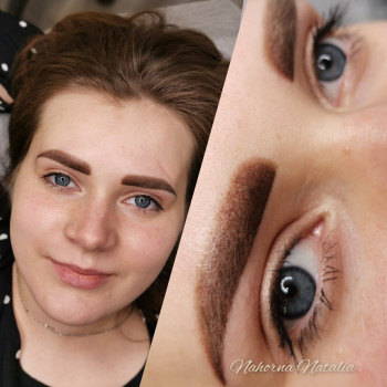 Пудровые брови после коррекции