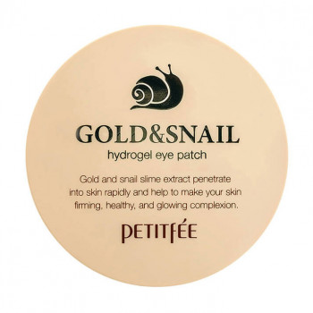 Гідрогелеві патчі для шкіри наколо очей Petitfee&Koelf Gold & Snail Hydrogel Eye Patch з золотом та равликом, 60 шт