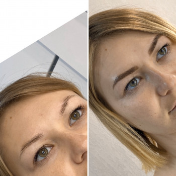 Коррекция и окрашивание бровей краской