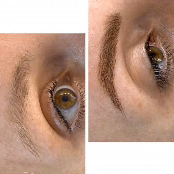 Коррекция и окрашивание бровей краской