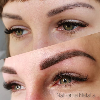 Перекрытие некачественного татуажа бровей