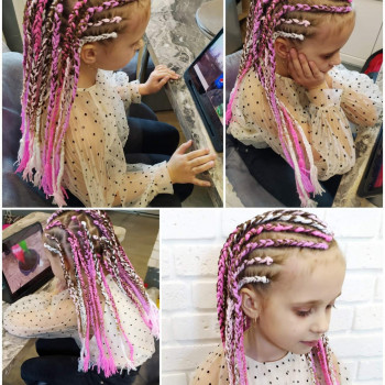 Детские косы с нитями