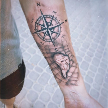 Тату роза вітрів карта, фото - Тату майстер Анна Вольская