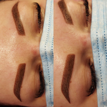 Перманентный макияж бровей сразу после коррекции