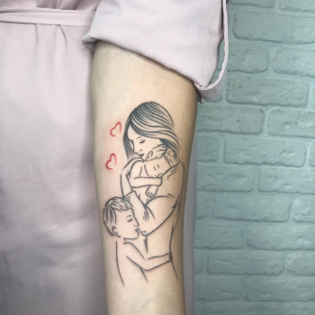 женские, на предплечье, мама, ребенок, мать и дитя, для мамы двоих детей