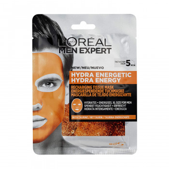 Тканинна маска для шкіри обличчя L'Oreal Paris Men Expert Hydra Energetic для чоловіків, 30 г