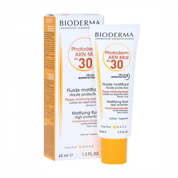 Сонцезахисна емульсія для обличчя Bioderma Photoderm АKN Mat SPF 30 Matifying Sun Fluid для жирної та проблемної шкіри, 40 мл