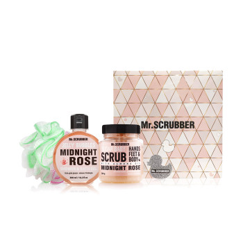 Набір для тіла Mr.Scrubber Midnight Rose (цукровий скраб, 300 г + гель для душу, 300 мл + мочалка)