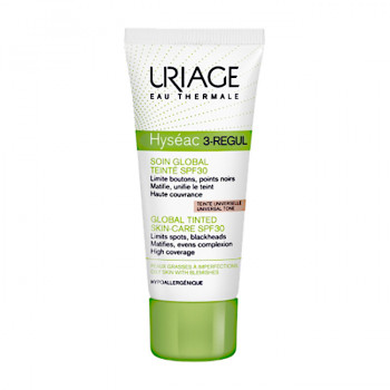 Тональний крем для обличчя Uriage Hyseac 3-Regul Soin Global Teinte SPF 30 Догляд за жирною шкірою, 40 мл