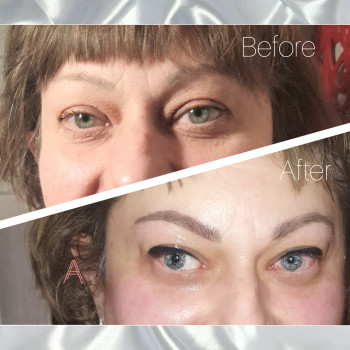 Перманент бровей в сочетанной технике и перманент век