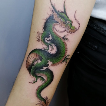 Тату кольорові дракон тату, фото - Тату майстер Катерина Зареченська