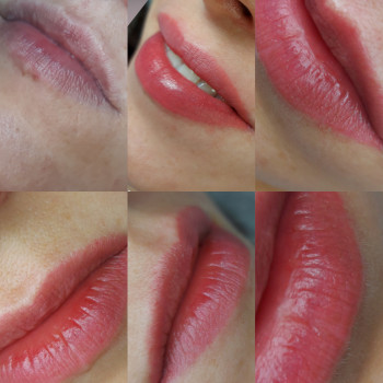 Перманент губ,первое фото до,второе сразу после процедуры,ос