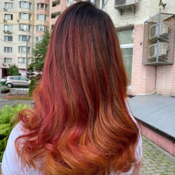 Омбре красный цвет волос окрашивание, фото - Салон красоты Fargo