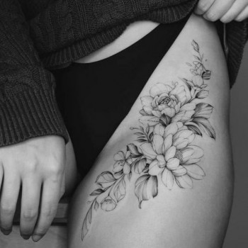 Тату женские черно-белые цветы, фото - Мастер перманентного макияжа Ирина Агапова