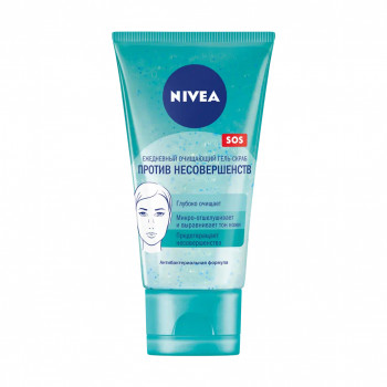 Щоденний очищувальний гель-скраб для обличчя NIVEA SOS Проти недоліків, для проблемної шкіри, 150 мл