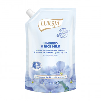 Рідке крем-мило Luksja Linen & Rice Milk Soap  із льоном та рисовим молочком, 400 мл (дойпак)