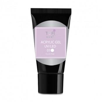 Акрил-гель для нігтів Tufi Profi Premium Acrylic Gel UV/LED, 01 Білий сніг, 15 г
