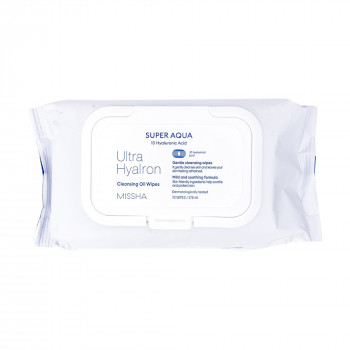 Очищувальні серветки для обличчя Missha Super Aqua Ultra Hyalron Cleansing Oil Wipes, Jumbo Size, 70 шт