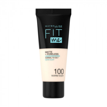 Матувальний тональний крем для обличчя Maybelline New York Fit Me! Matte + Poreless Foundation 100 Warm Ivory, 30 мл
