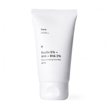 Маска для обличчя із саліциловою кислотою Sane Kaolin 5% + AHA + BHA 3% Deeply Cleansing Face Mask для проблемної шкіри, 40 мл