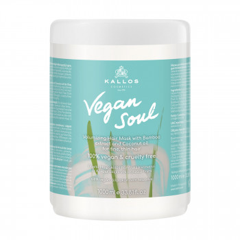 Маска для об'єму волосся Kallos Cosmetics Vegan Soul Volumizing Hair Mask з екстрактом бамбука та кокосовою олією, 1 л