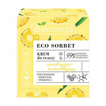 Зволожуючий та освітлювальний крем для обличчя Bielenda Eco Sorbet Moisturizing & Brightening Face Cream з екстрактом ананасу, 50 мл