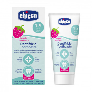 Дитяча зубна паста Chicco Dentifricio Toothpaste Полуниця з фтором, від 12 місяців, 50 мл