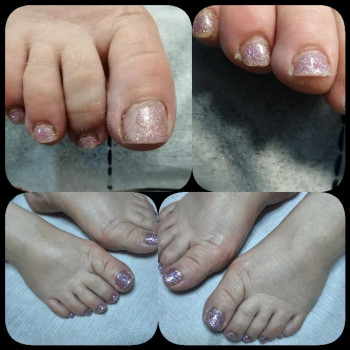 Педикюр с покрытие и с Скрабирование кожи. Результат на фото